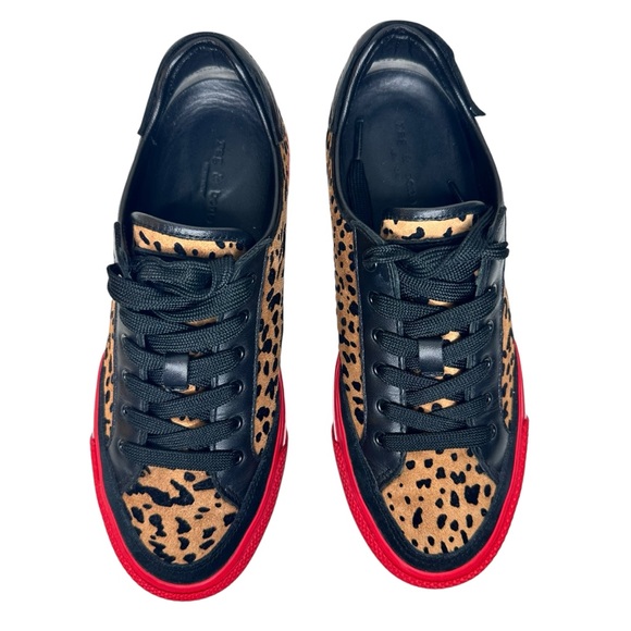 Rag & Bone Army Cheetah Leather Sneakers SZ 37 Shoes Brown Black Red - Picture 14 of 14